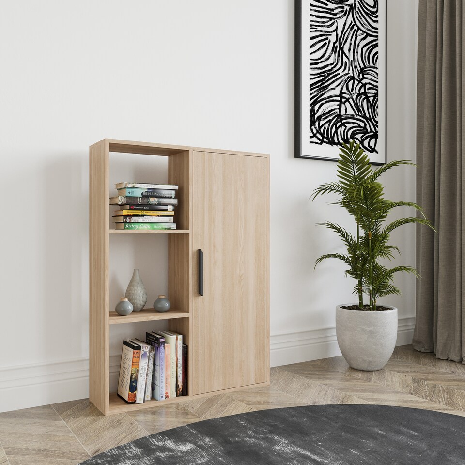 image 1 of Decorotika Patrick 3 Shelves and a Cabinet Bookcase