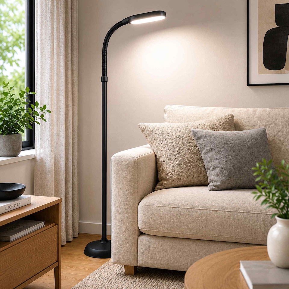 image 1 of Black Daylight Energy Saving 27W Floor Standing Reading Light | Black