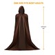 image 7 of Brown Hooded Cape 50" – Viking, Warrior, Trolls, Jedi Fancy Dress – One Size Fits Most N/A | One Size