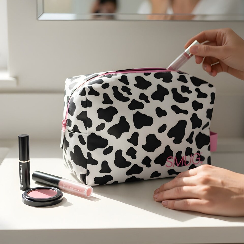 image 1 of SMUG Wash Bag - Cow Print