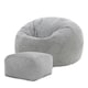 image 1 of icon Kingston Cord Adults Bean Bag Chair and Pouffe, Ready Filled Beanbag and Footstool Grey Grey | Grey
