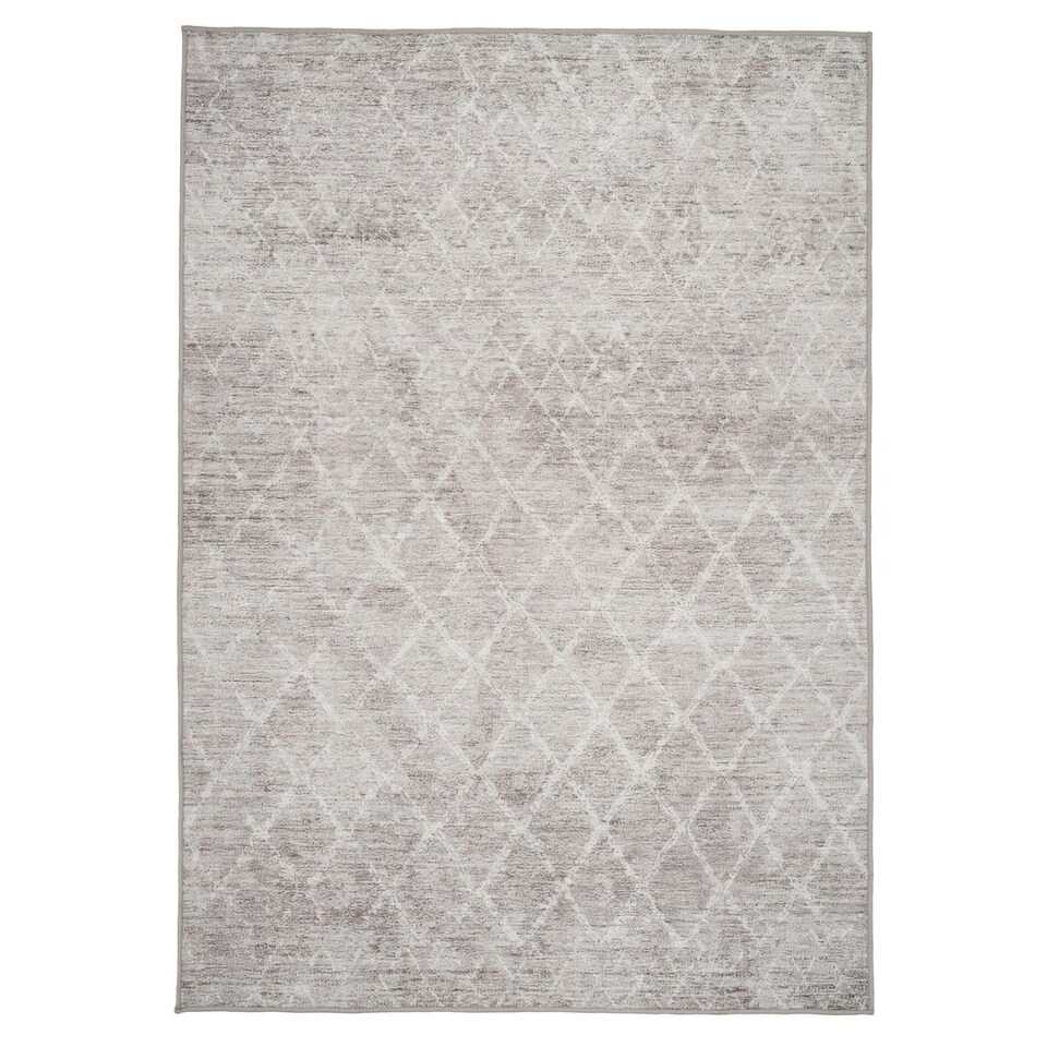 image 1 of Beige Grey Distressed Geometric Trellis Washable Living Room Area Rug-120x170cm Cream