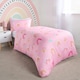 image 1 of OHS Kids Bright Rainbow Reversible Duvet Cover and Pillowcase Set, Single - Pink