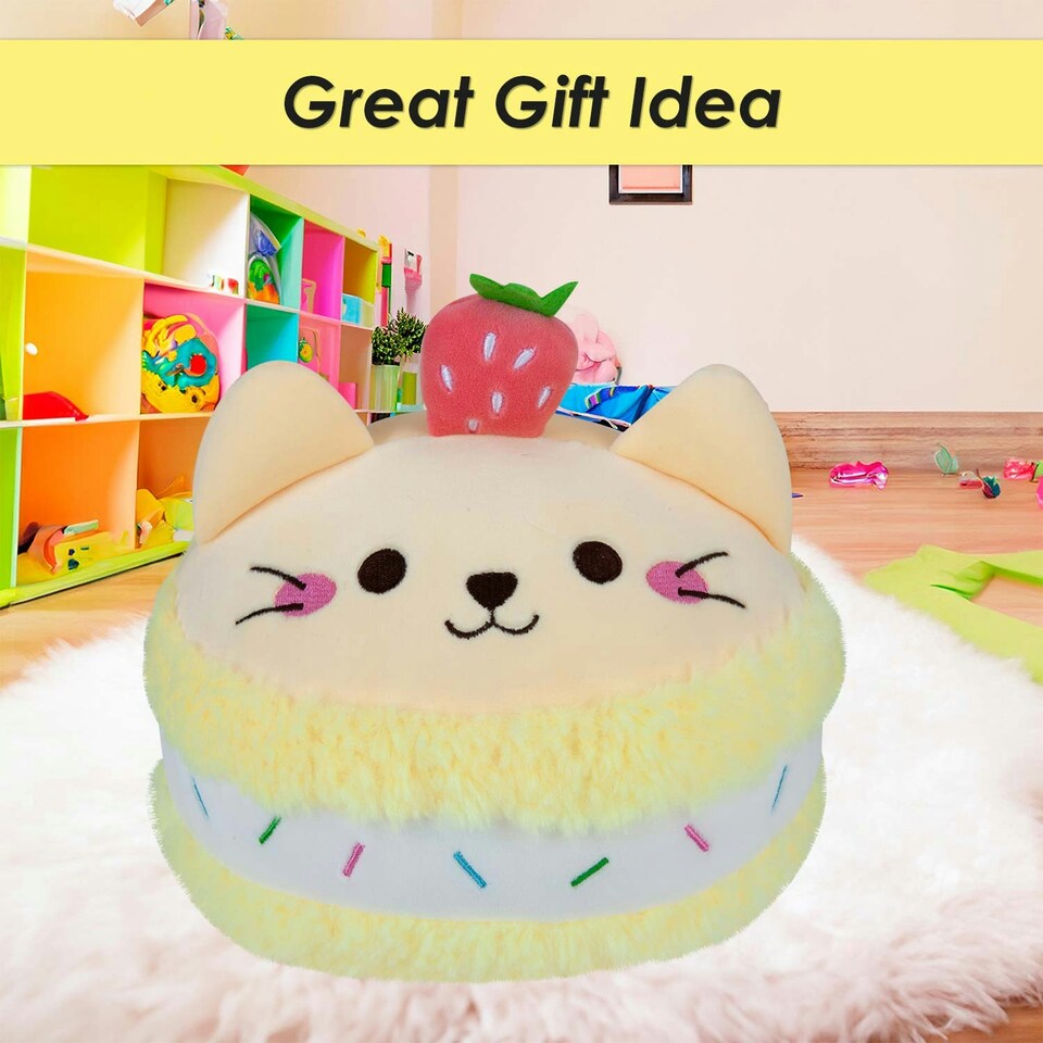 image 1 of Macaroon Cat Soft Toy Cute Plushie Huggable Cuddly Stuffed Toy 23cm Yellow