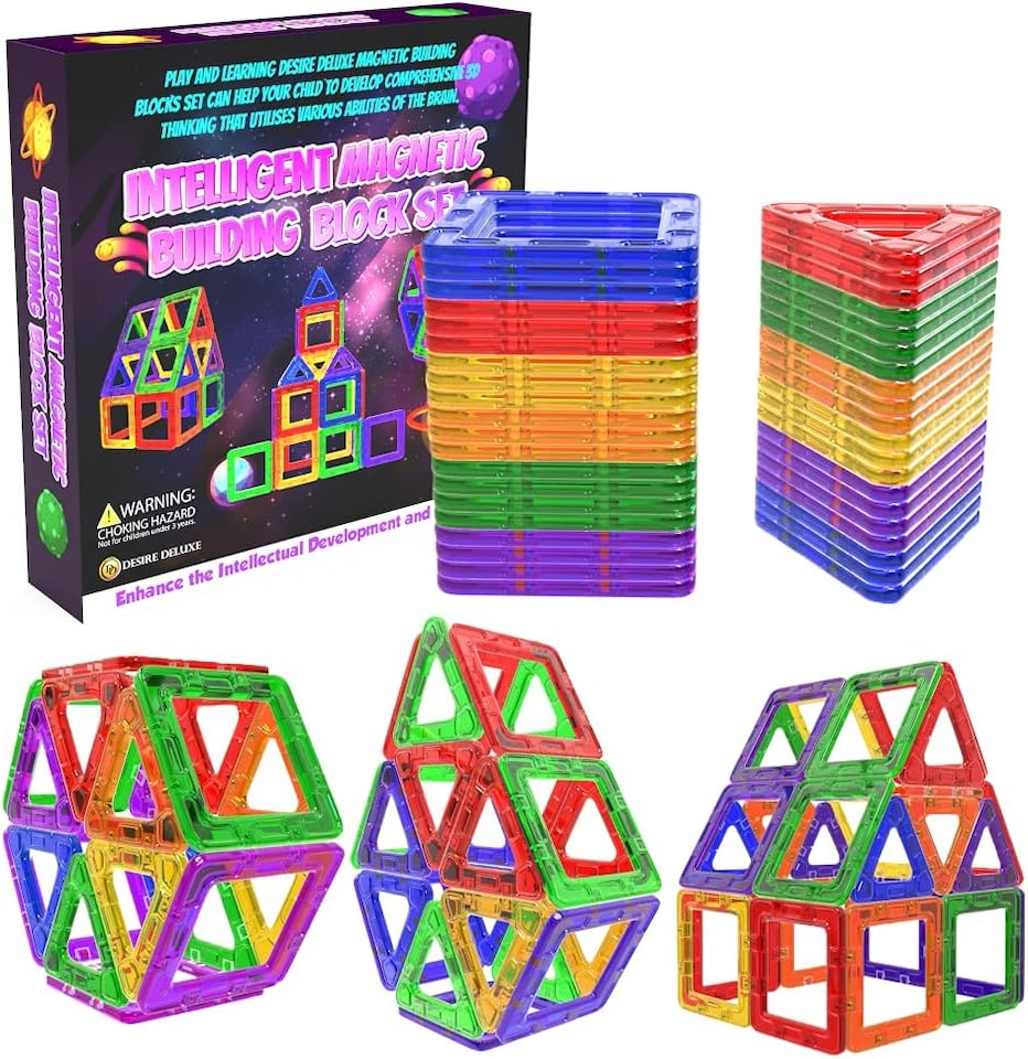 image 1 of Magnetic Blocks Building Tiles Montessori Toys Preschool Construction Set Magnets for Kids Learning Toddler Toys for Boys Girls 40pc