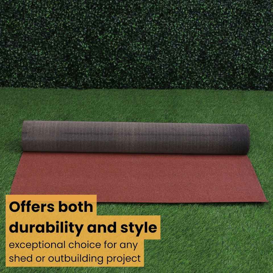image 1 of NOVECRAFTO Polyester Shed Roofing Felt – Heavy-Duty Weatherproof Roof Felt Roll for Summerhouses, Sheds & Kennels – Premium Long-Life Roof Covering Red | 8m x 1m
