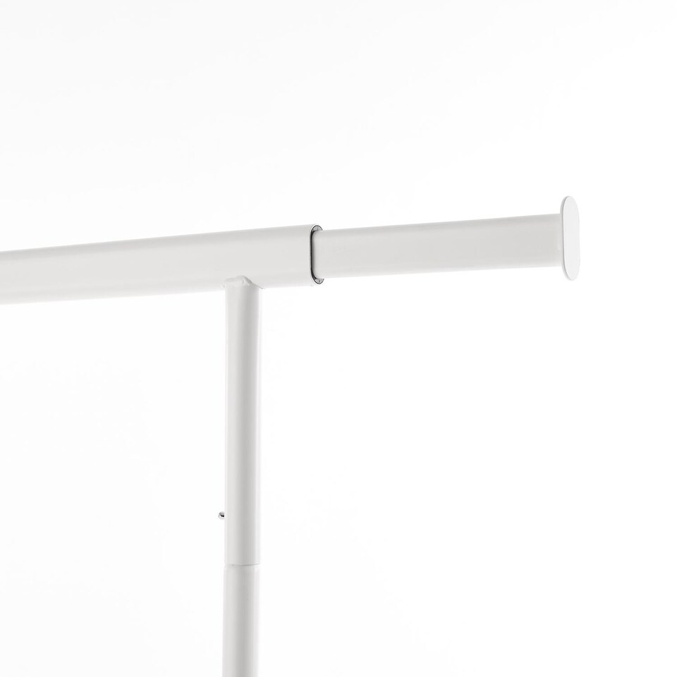 image 1 of House of Home Heavy Duty White Clothes Rail Adjustable Width, Height Shelf on Wheels, 100kg Capacity