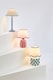 image 8 of ValueLights Evie Pair Ceramic Checker Table Lamp Trim Linen Scallop Shade | Green