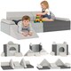 image 1 of AIYAPLAY Kids Play Sofa, 12 Pieces Foam Modular Convertible Sofa | Grey | Light Grey | 130 x 105 x 41 cm