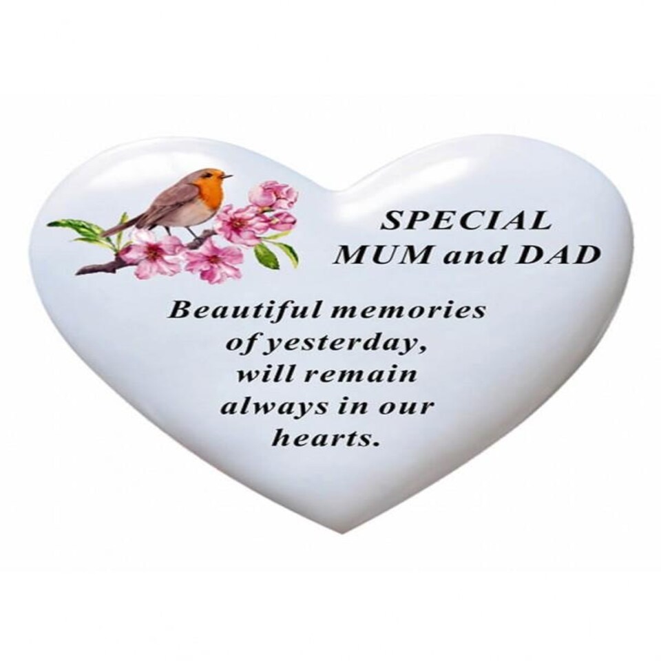 David Fischhoff Memorial Heart With Robin 15 x 14cm - Mum & Dad