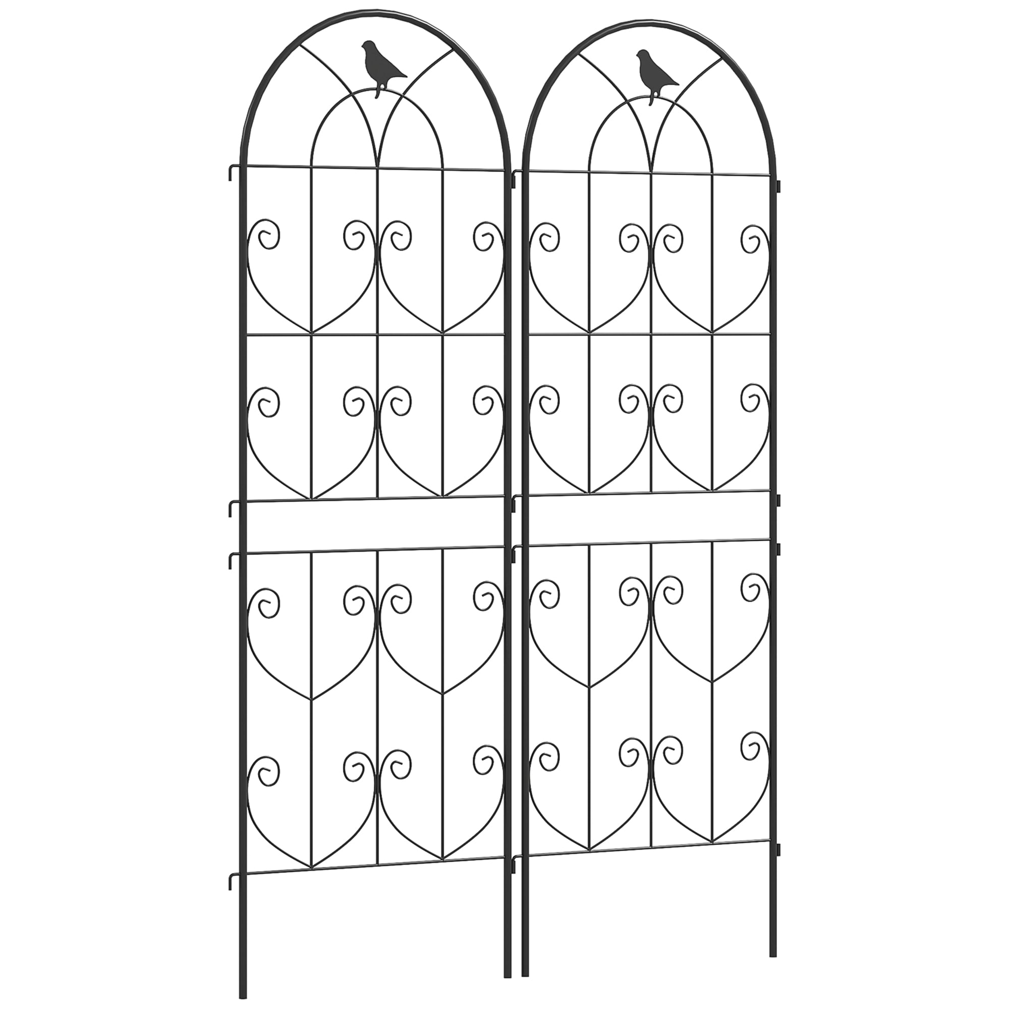 Outsunny Set of 2 Metal Garden Trellis, Outdoor Trellis Panels, 150 x 50cm | Black | 1