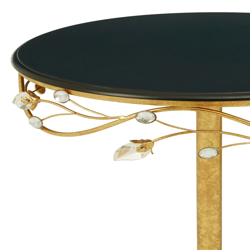 image 1 of Interiors By Premier Elegant Round Table With Black Wooden Top, Sturdy Small Table For Bedroom, Stylish Outdoor Side Table
