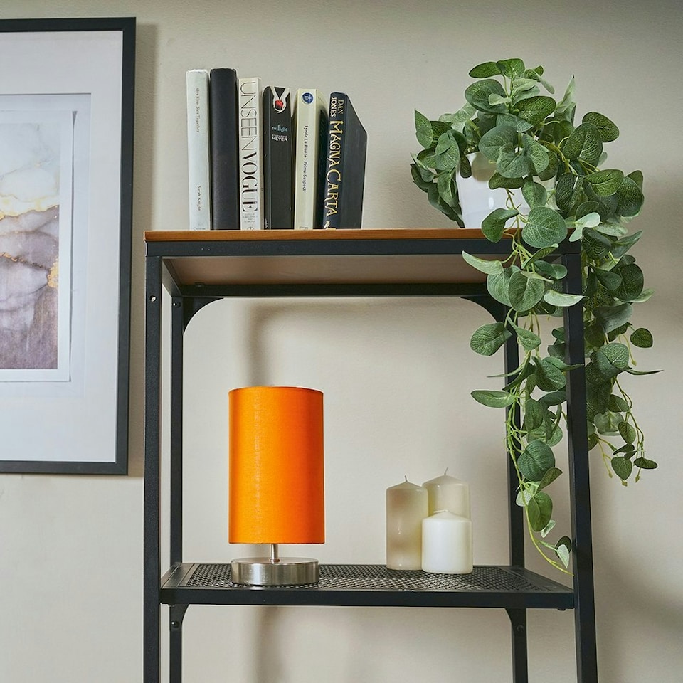 image 1 of ValueLights Pair Francis Chrome Touch Table Lamp Orange Shades