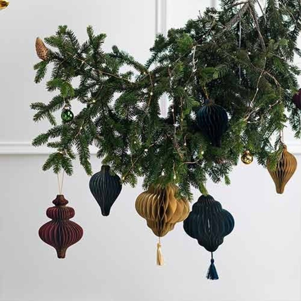 image 1 of Burgundy Honeycomb Icicle Hanging Paper Bauble Decoration 15cm