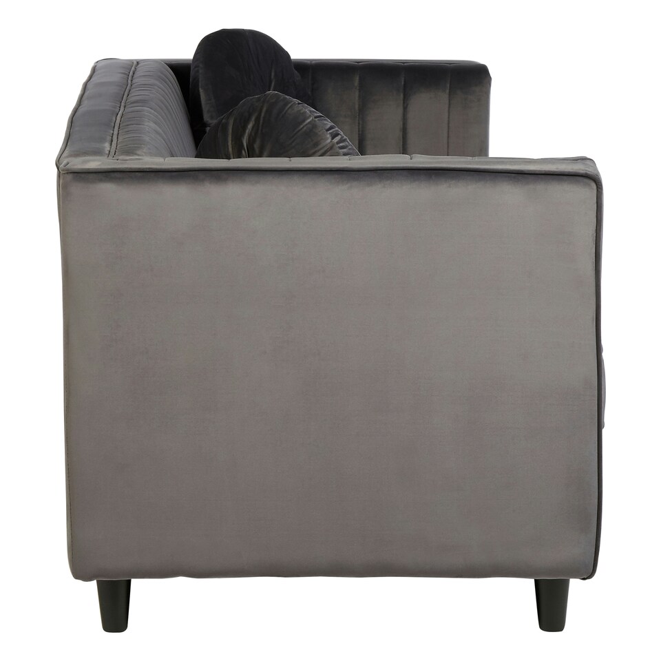 image 1 of Farah Three Seat Grey Velvet Sofa Grey