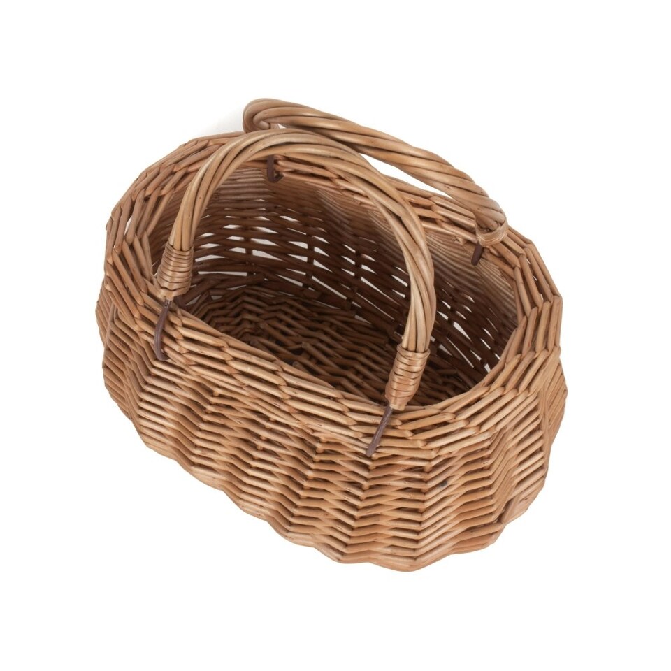 image 1 of Childrens Light Steamed Wicker Swing Handled Coracle Shopping Basket Brown | Brown | One Size