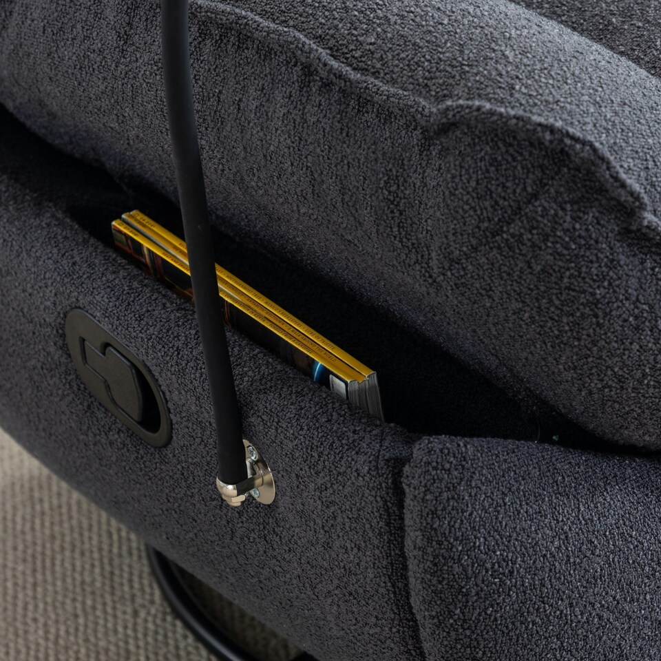 image 1 of Fallon Boucle Fabric Swivel Based Recliner Chair - Dark Grey