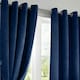 image 4 of Velvet Look Eyelet Ring Top Blackout Curtains - 117cm x 137cm - Navy