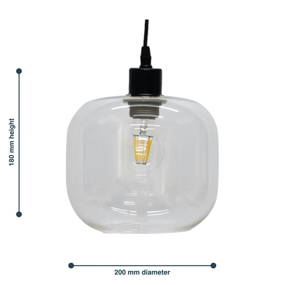 image 1 of First Choice Lighting Bletch Clear Glass Easy Fit Pendant Shade Clear