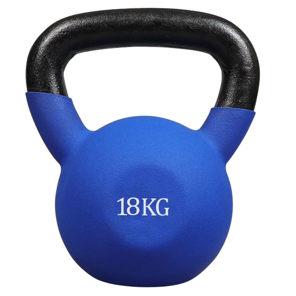 Modern Fitness 18kg Neoprene Coated Kettlebell Solid Cast Iron Strength Training Weight Blue/Black