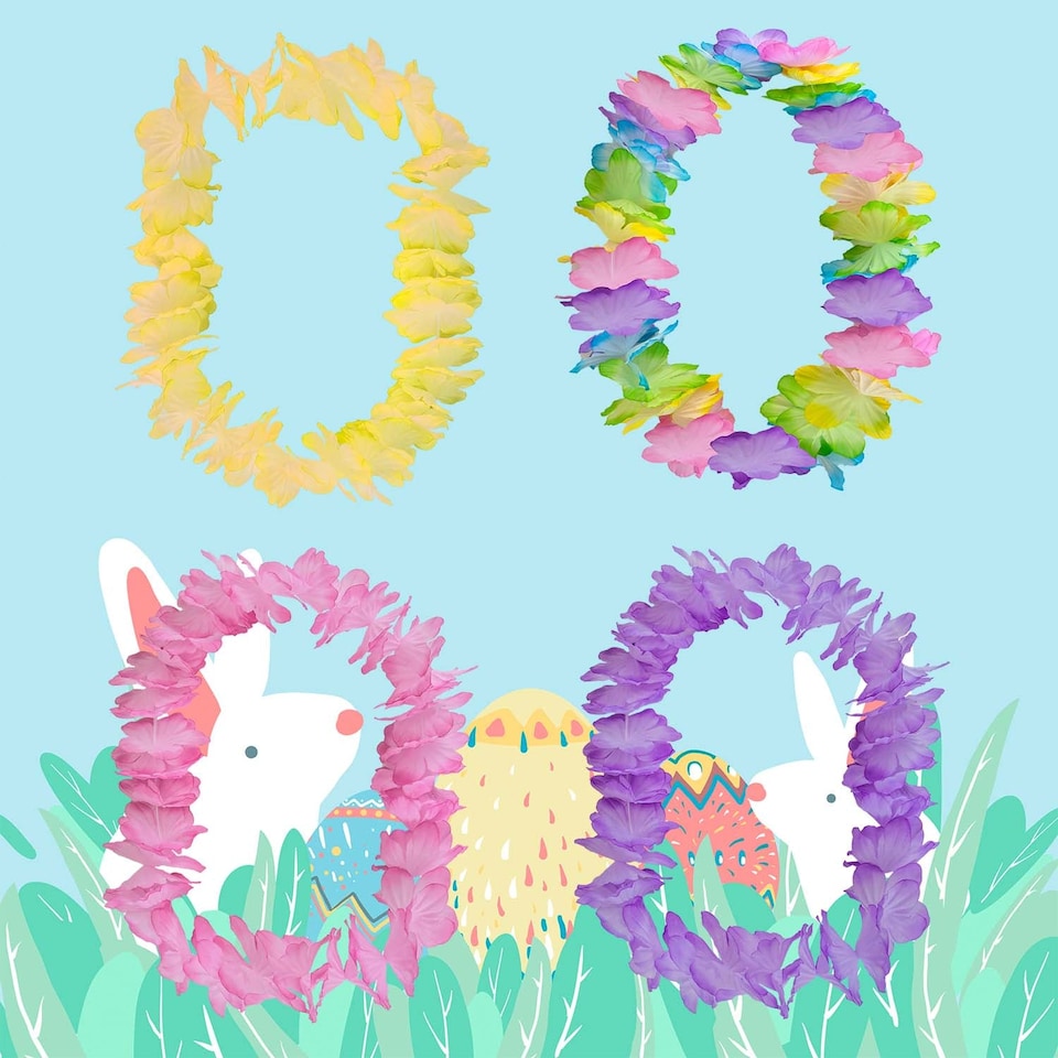 image 1 of PMS Easter Leis Pack of 4 - Multicolour Plush 53cm x 12cm