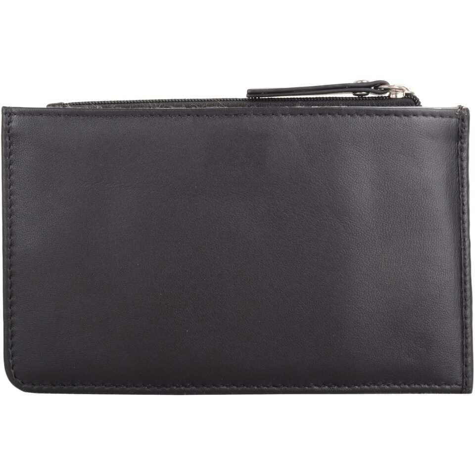 image 1 of Genuine Soft Leather RFID Protected Money Credit Card Holder Purse Grey | Black/Light Grey