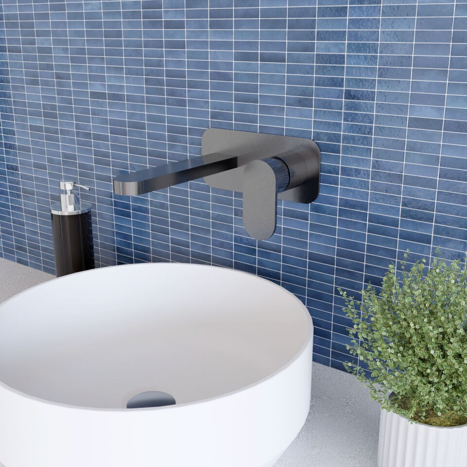 image 1 of Current Round Wall Mounted 2 Tap Hole Basin Mixer Tap - Brushed Pewter | Silver | Brushed Pewter | 1