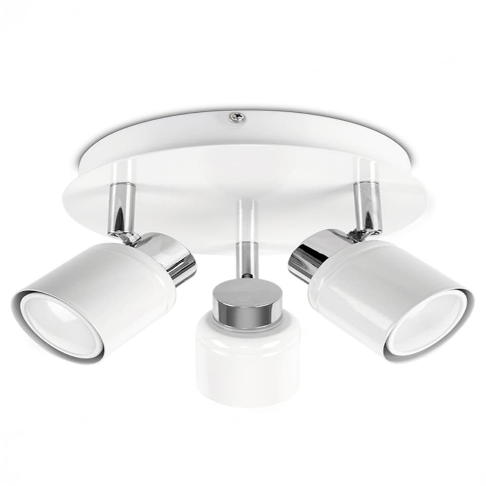 image 1 of ValueLights Benton White IP44 Round Adjustable Ceiling Light | White