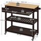 image 3 of Yaheetech Rolling Kitchen Island Cart on Wheels Espresso