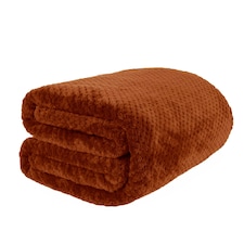 OHS Luxury Honeycomb Waffle Warm Blanket, 200x240cm - Burnt Orange