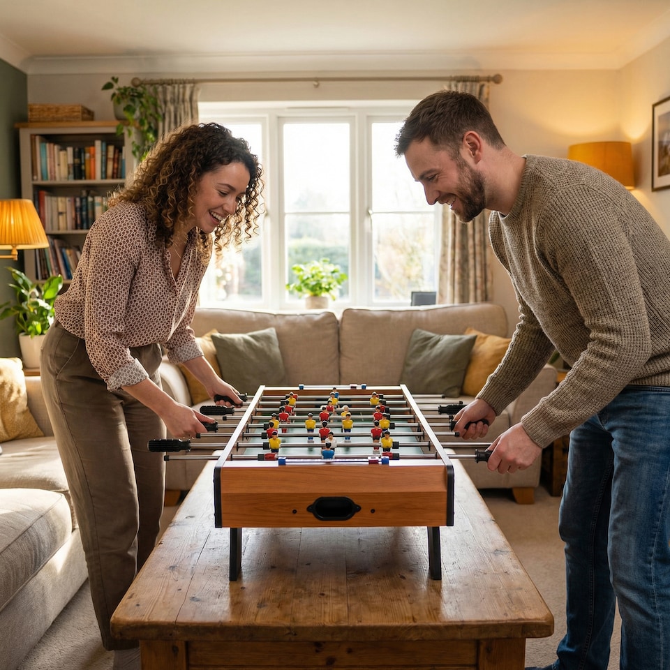 image 1 of HOMCOM Wooden Soccer Football Table 84.5cm Arcades Game Room Bar, 2 Foosballs