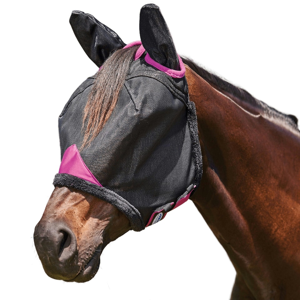 Weatherbeeta Comfitec Deluxe Mesh Durable Horse Fly Mask - Black/Purple - Cob