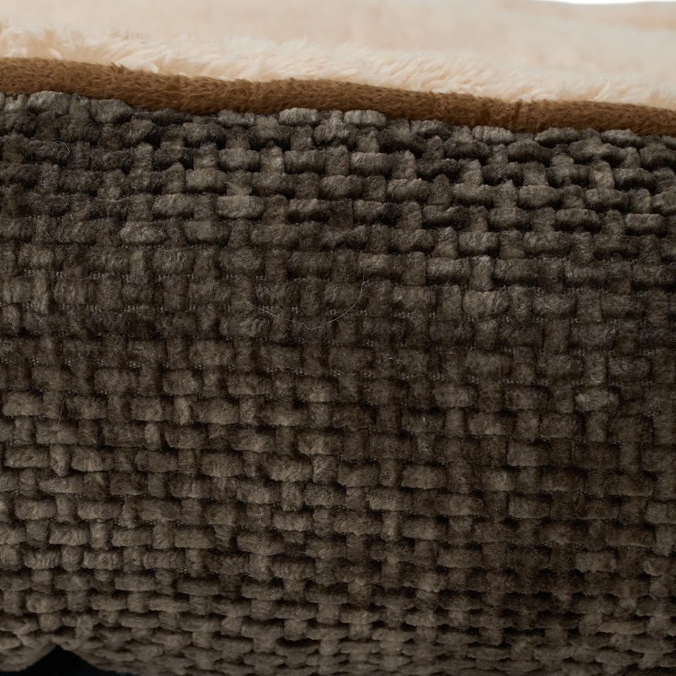 image 1 of Living and Home Linen Woven Pet Bed with Anti-Slip Bottom for Cats & Dogs | Brown | Coffee Brown | S