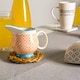 image 2 of Nicola Spring Hand-Printed Plant Pot with Saucer - 20.5cm - Blue | Blue | Blue / Orange