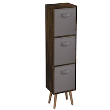Rustic Brown 3-Tier 3-Drawer Cube Shelving Unit with Scandinavian Legs