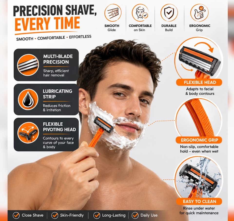 image 1 of 20 Pack Double Blade Disposable Razors for Men & Women