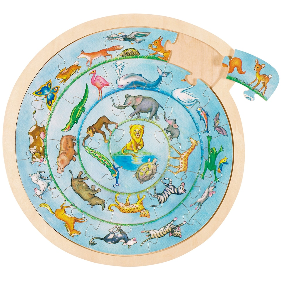 Goki Wooden 27 Piece Animal Circle Puzzle