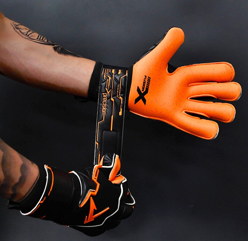 image 1 of Precision Fusion X Pro Surround Quartz Wider Hand Professional Football Adult's Goalkeeper Gloves, Black, 8