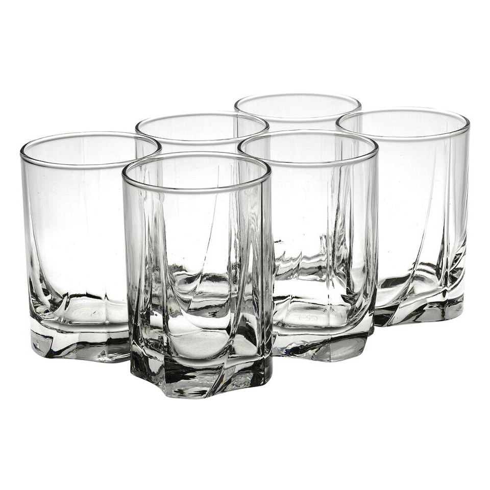 image 1 of 250ml Small Highball Tumbler Drinking Glasses, Ideal for Water, Whiskey, Juice, and Cocktails, Perfect for Home or Bar Use, Durable and Stylish Design, Clear Glass (Set of 6) | Clear | Water Glasses