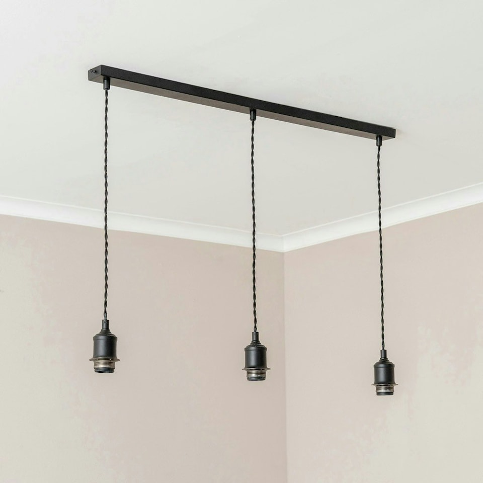 image 1 of ValueLights Shaw Diner Bar 3 Drop Matte Black Adjustable Pendant Ceiling Light | Black