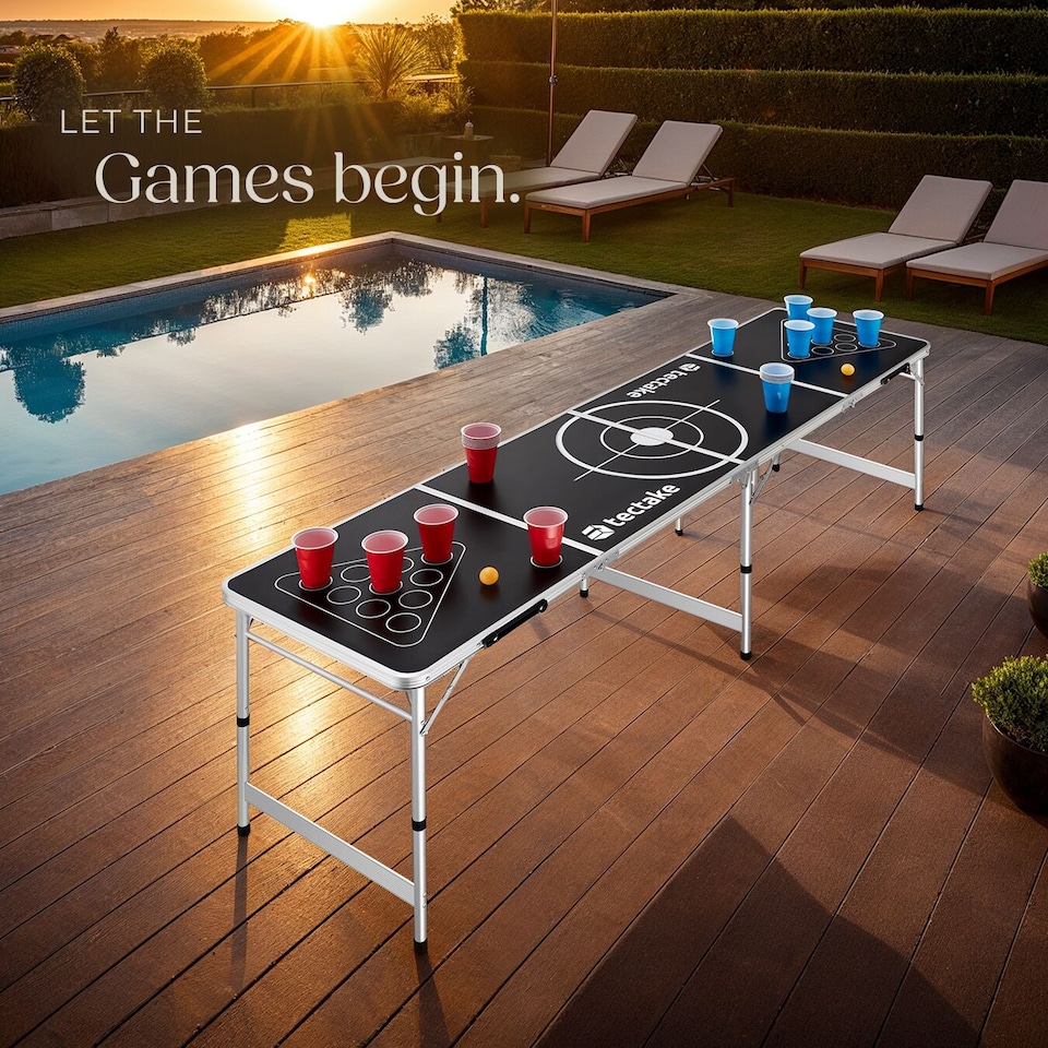 image 1 of Beer Pong Table - foldable, height-adjustable, 100 cups, 6 balls