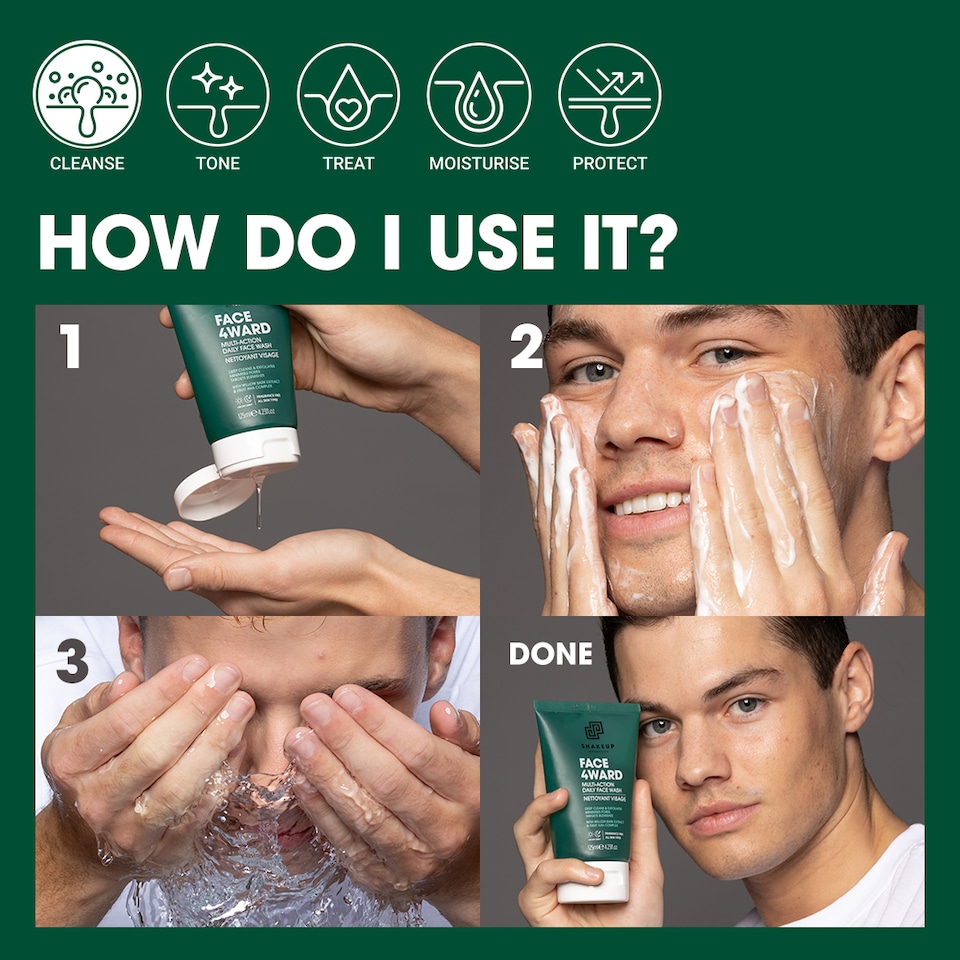 image 1 of Shakeup Cosmetics FACE 4WARD Multi-Action Daily Face Wash - 125ml