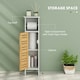image 3 of HOMCOM Bathroom Cabinet, Slim Bathroom Unit with Adjustable Shelf, White White | Natural bamboo