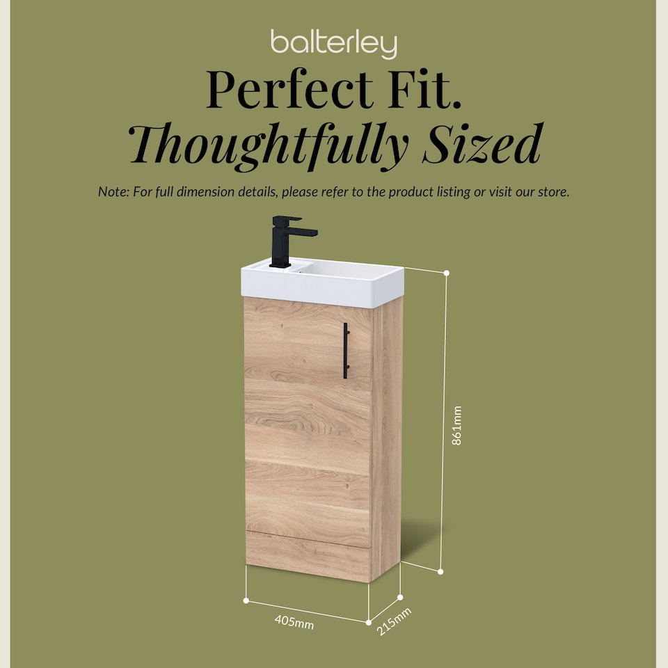 image 1 of Floor Standing Vanity Basin 400mm Bleached Oak & Matt Black Handle | Brown | Bleached Cuneo Oak | 781 x 400 x 222mm