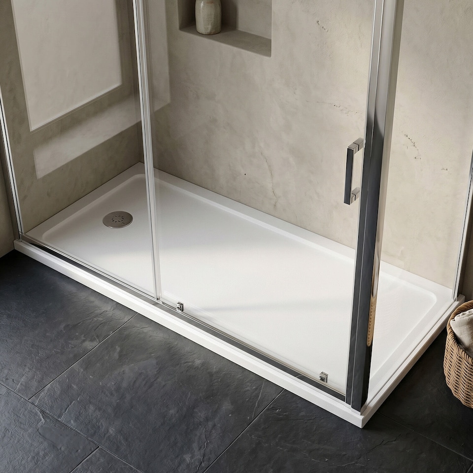 image 1 of Balterley Slimline Gloss Rectangular Shower Tray Bath Replacement | White | White | 1