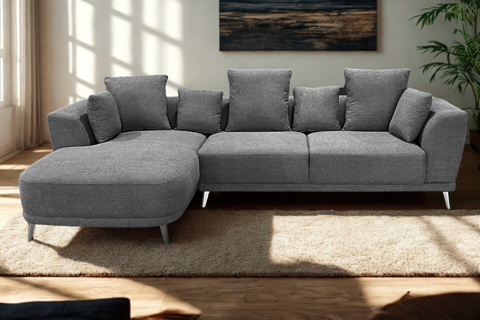 image 1 of The 3 Seater Nova Lounger Right Corner Sofa in Grey or Cream | Grey | One Size