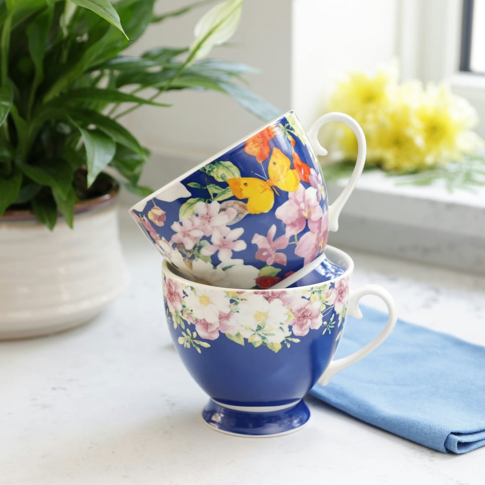 image 1 of KitchenCraft China Blue Butterfly Mug Multi