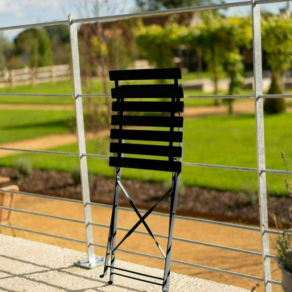 image 1 of Hectare 2 Seater Folding Powder Coated Metal Garden Dining Bistro Set Black