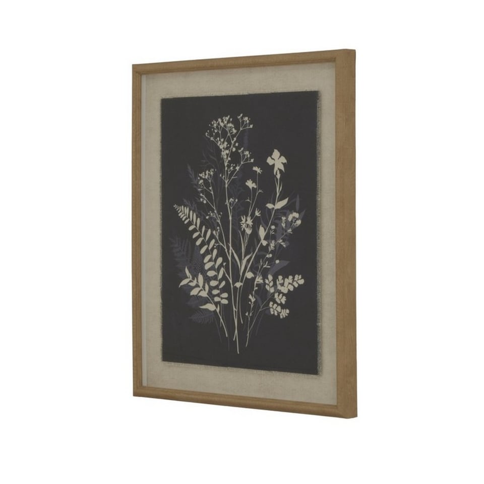 image 1 of Flora & Fauna Collection Grove on Linen in Beaded Frame - Glass - L2 x W40 x H50 cm - White