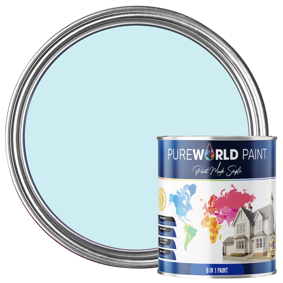 image 1 of PUREWORLD All-in-One Paint & Primer - Multi-Surface Interior & Exterior, Walls & Wood - Powder Blue - 2.5L - Matt